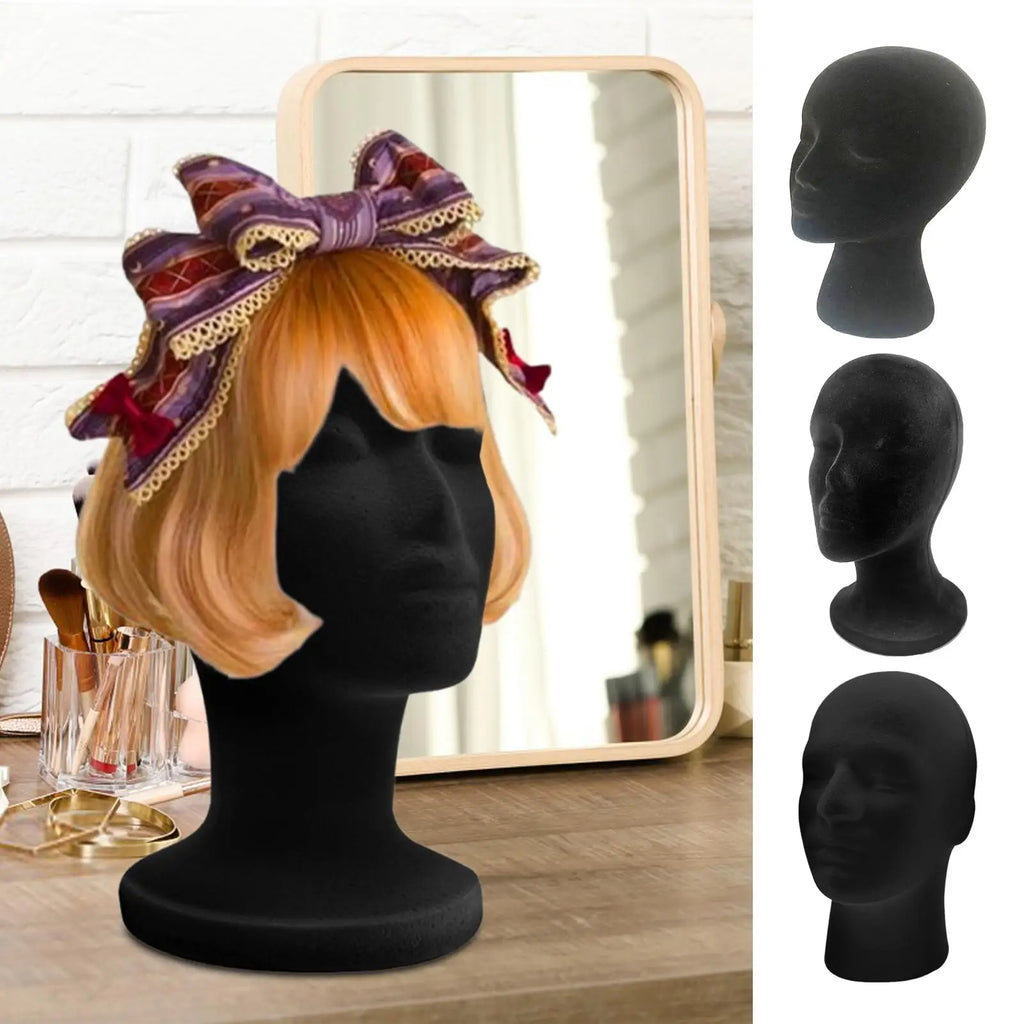 NEW 1pcs Mannequin Head Foam Black Velvet Mannequin