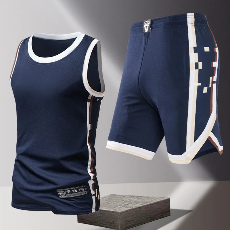 Men's Fashion Trend Sleeveless Vest Five Point Shorts 2-piece Set