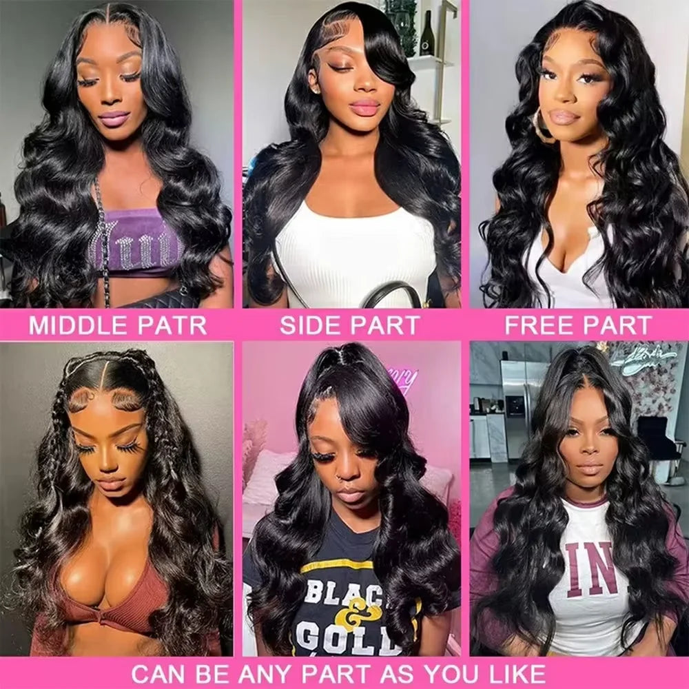 300% Transparent 13x4 13x6 Body Wave Lace Front Human Hair Wigs for Black Women