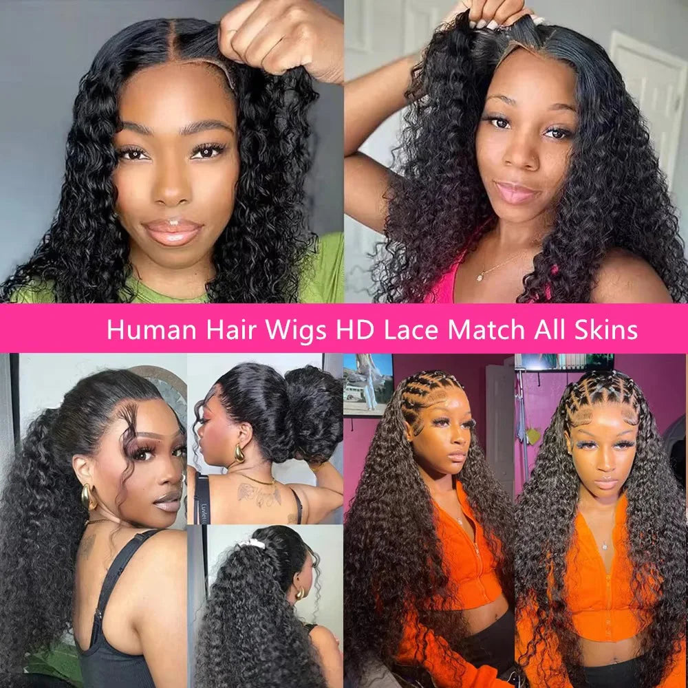 360 Invisible Strap Full Lace Curly Glueless Wigs Human Hair