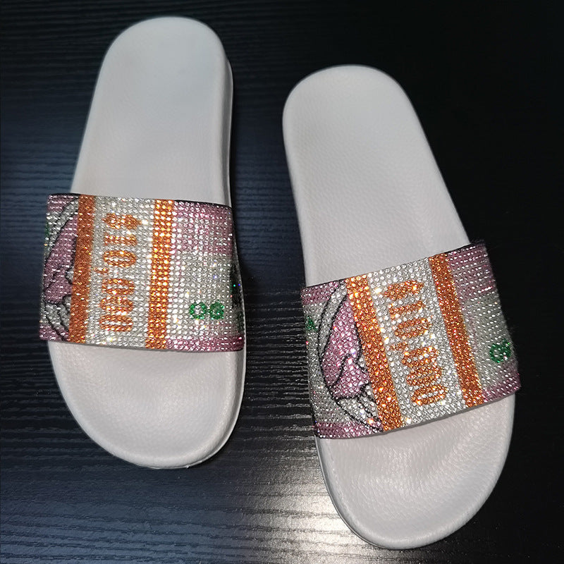 Fashionable Women's Sandals with Diamond Detail