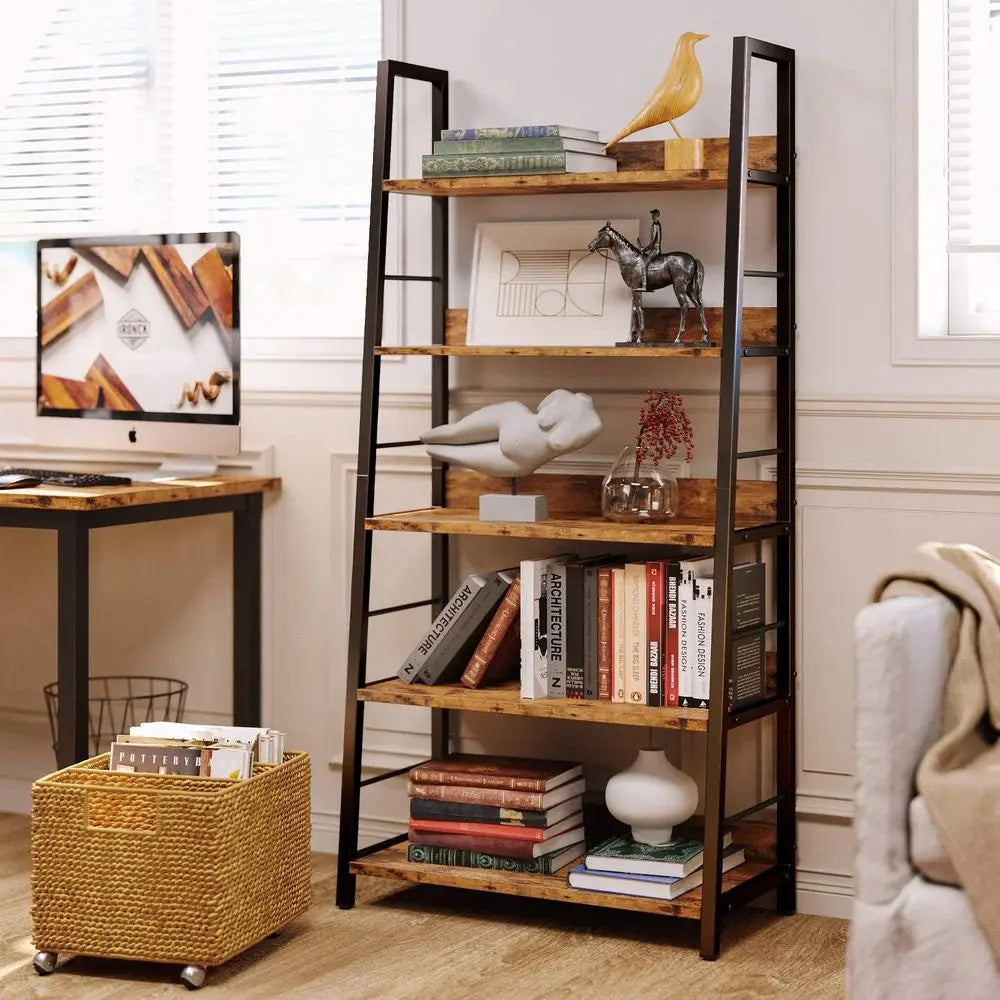 Industrial Bookshelves and Bookcases, Ladder Shelf 5 Tiers