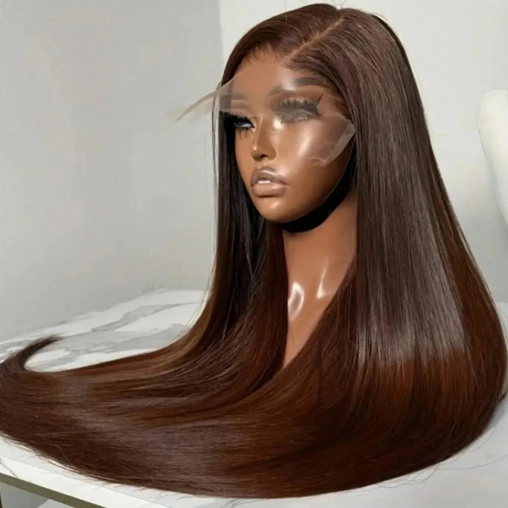 Chocolate Brown Straight 13x4 13x6 Hd Lace Frontal Wig Brazilian