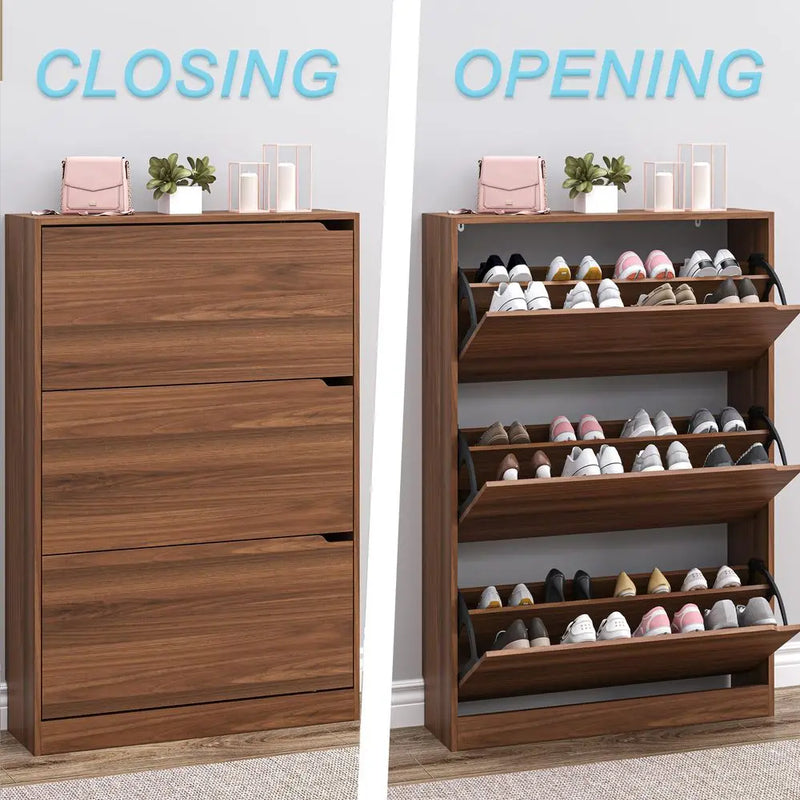Shoe Cabinet with 3 Flip Drawers