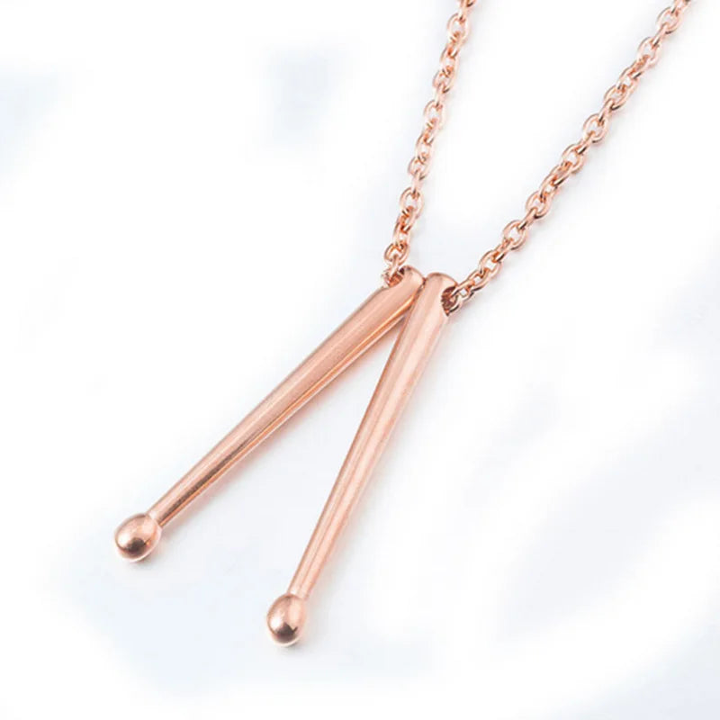 Men Necklace Rockers Jazz Band Drum Necklace Pendant Drummers Snare Drums Stick Metal Pendant Chain Jewelry Gift