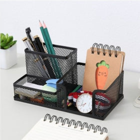 Metal Four-Grid Pen Holder for Office Use