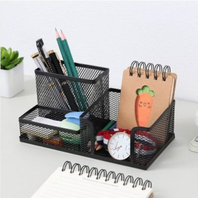 Metal Four-Grid Pen Holder for Office Use