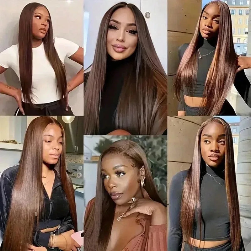 Chocolate Brown Straight Brazilian Wig