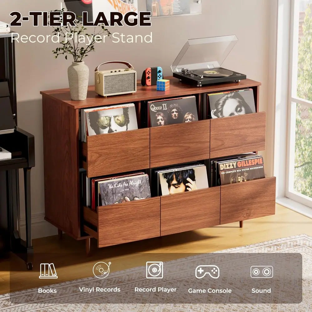 47.2 Large Record Player Stand, 7 10 12 Vinyl Record Storage Cabinet