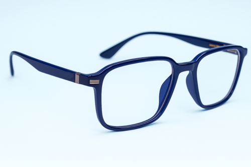 Stylish Navy Blue Square Eyeglasses with Gold Accents